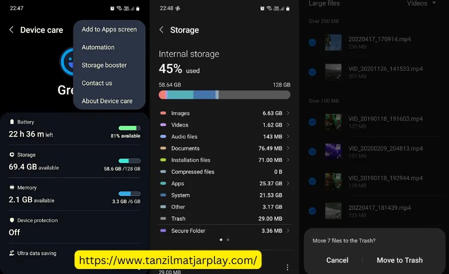 قم بتنظيف مساحة التخزين يدويًا في هاتف سامسونج